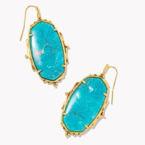 Kendra Scott Baroque Ella Vintage Gold Drop Earrings in Teal Howlite